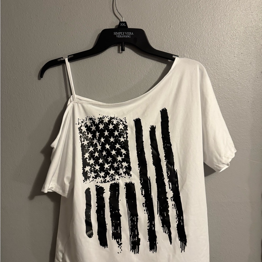 White and Black American Flag Top